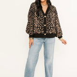 Brooke Button Up Cardigan | Chocolate Leopard