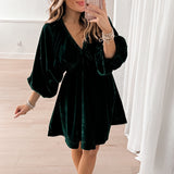 Portia Velvet Mini Dress | Uncut Emerald