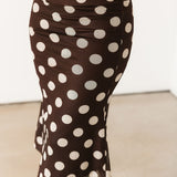 Bold Polka Dot Midi Skirt | Chocolate