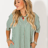 Harbor Stripe Midi Dress | Hunter Green