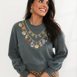 Charcoal Queen & Icon Necklaces Charm Sweatshirt | Queen Of Sparkles