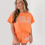 Orange Sequin 'VOLS' Word Shorts | Queen Of Sparkles