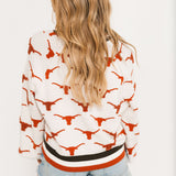 Licensed Texas Knit In Mascot Rhinestone Cardigan | Queen Of Sparkles