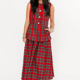 Officially Christmas Plaid Skirt | Red