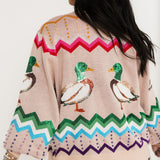 Beige Multi Zig Zag Duck Cardigan | Queen Of Sparkles