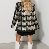 Black & Gold Sequin Butterfly Blazer | Queen Of Sparkles