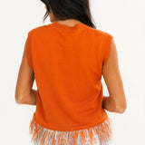 Licensed Texas 'Hook 'Em' Feather Bottom Tank Sweater | Queen Of Sparkles