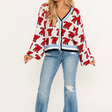 Licensed Ole Miss Knit In Mascot Rhinestone Cardigan | Queen Of Sparkles