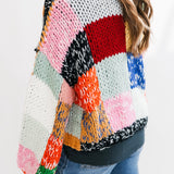 Color Block Knit Cardigan | Rainbow