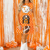 Licensed Tennessee Football & Helmet Icon Polka Dot Tank Dress | Queen Of Sparkles