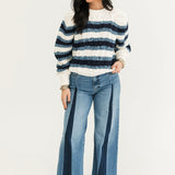 Frankie Cable Striped Pullover | Ivory Combo