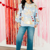 Light Blue Cupid In The Sky Sweatshirt | Queen Of Sparkles