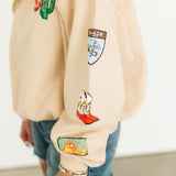 Western Patches Oversized Crew Sweatshirt | Sand