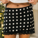 Pretty In Polka Dots Mini Skirt | Black