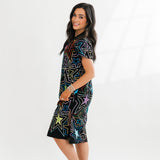 Black Multi Star Midi Dress | Queen Of Sparkles