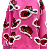 Hot Pink Christmas Cowboy Hat Sweatshirt