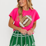 Pink Jeweled Football Tee | Queen Of Sparkles