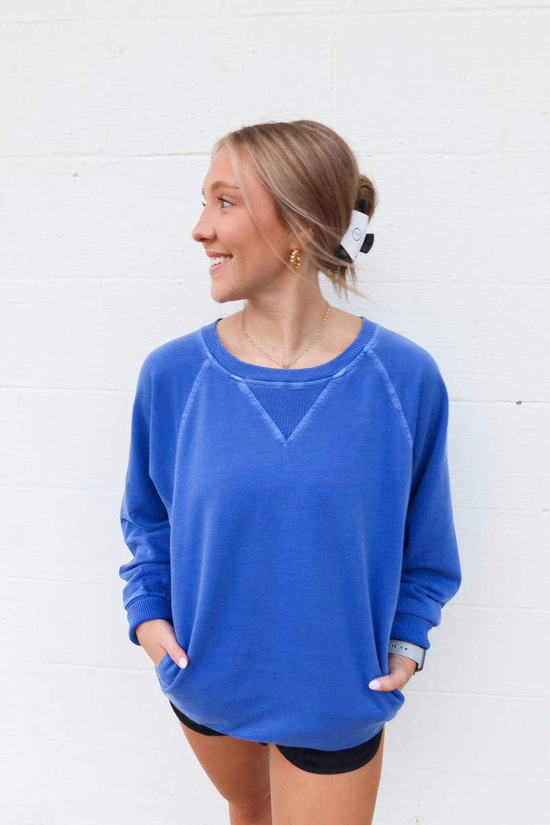 FRENCH TERRY PULLOVER | BRIGHT BLUE