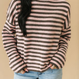 Stripe Piper Pullover Sweater | Mocha Pink