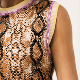 Snake Print Rainbow Trim Knit Midi Dress | Queen Of Sparkles