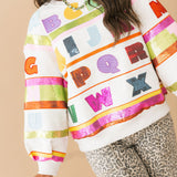 Grey Multi 'ABC's' Sweatshirt | Queen Of Sparkles