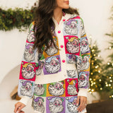 Pastel Colorblock Santa Button Up Cardigan | Queen Of Sparkles