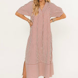 Harbor Stripe Midi Dress | Rust