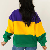 Purple, Yellow & Green Striped Queen Card Sweatshirt | Queen Of Sparkles