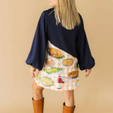 Navy & Pink Gingham Colorblock Thanksgiving Meal Collar Dress | Queen Of Sparkles