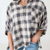 Plaid Button Down Top | Taupe