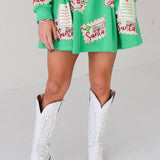 Green Letters To Santa Skort