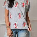 Grey Scattered Diet Coke Can Tee | Queen Of Sparkles