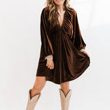 Velvet Chocolate Mini Dress