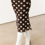 Bold Polka Dot Midi Skirt | Chocolate