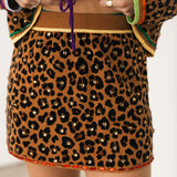 Leopard Rhinestone Knit Skirt | Queen Of Sparkles