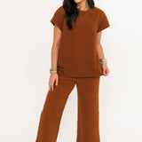 Quilted Short Sleeve Top | Rust