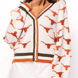 Licensed Texas Knit In Mascot Rhinestone Cardigan | Queen Of Sparkles