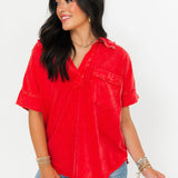 Washed Pocket Tee | Scarlet
