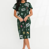 Dark Green Queen Of The Classroom Midi Tee Dress | Queen Of Sparkles