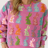 Purple Multi Easter Bunny Sweatshirt | Queen Of Sparkles