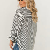 Striped Button Down Shirt | Black
