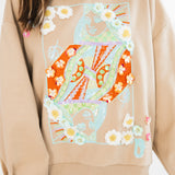 Tan Flower Queen Card Sweatshirt | Queen Of Sparkles