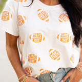 White And Orange 'Game Day' Football Tee | Queen Of Sparkles