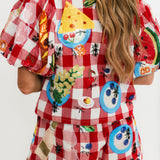 Red & White Checkered Picnic Cotton Short | Queen Of Sparkles