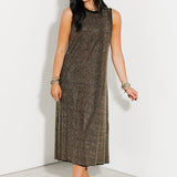 Black & Gold Full Rhinestone Active Midi Dress | Queen Of Sparkles