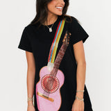 Black Guitar Strap Tee Dress | Queen Of Sparkles