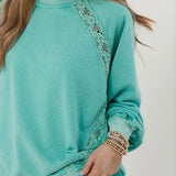 Keep It Light Lace Sweatshirt | Mint