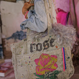 Hand Painted Rose Tote Bag | Ash