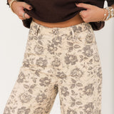 Vintage Bloom Denim Pant | Ecru
