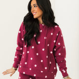 Polka Dot Hoodie | Maroon & Pink